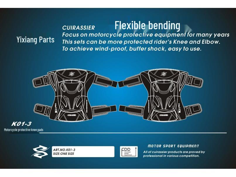 CUIRASSIER Motorcycle Knee Pads Off-Road Leg Guards, Knight Protective Gear, Model K01-3, Navy Blue