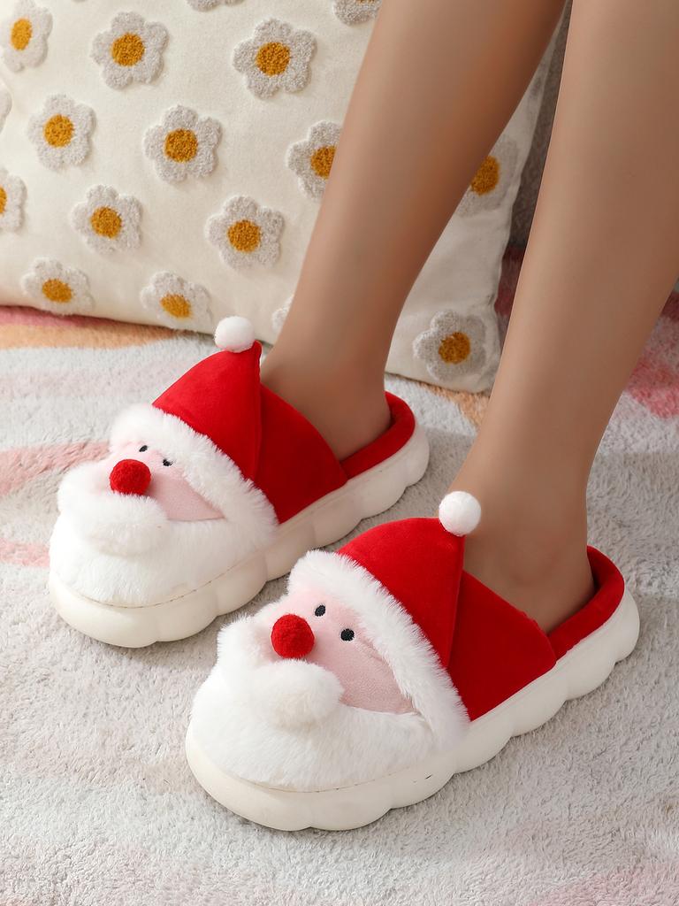 Mode Niedlich Cartoon Weihnachten Schneemann Baumwollpantoffeln Für Damen Herren Winter Warme Schuhe Weich Plüsch Paare Indoor Flauschige Hausschuhe