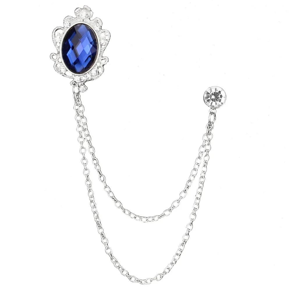 i-Remiel Fashion New Crystal Tassel Chain Brooches Personality Suit Badge Dress Corsage Brooch Jewelry Luxury Men Accessories