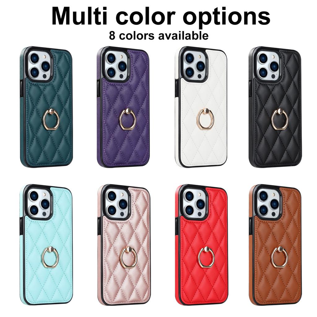 Luxury Leather with Ring Holder Soft Case for iPhone 15 14 13 11 Pro Max 12 Mini XS XR X 8 7 6 6S Plus 14Pro 13Pro Shockproof Cover