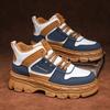 Fashion Trendy Men's Shoes Autumn Style British Fashion Retro Contrasting Casual Wear-resistant Men New Thick Soled Workwear Shoes 2024