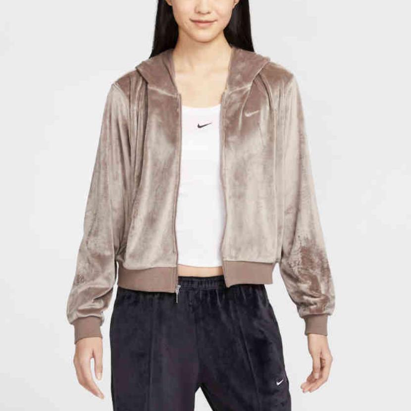 Nike Casual Sport Simple Hooded Long Sleeve Jacket Women Jackets Dark-Khaki HJ0958233