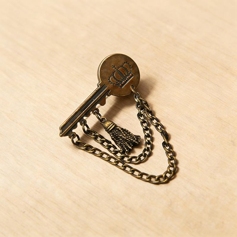 Tassel Brooch  Key Design Brooch Vintage Key Brooch Timeless Metal Pin For Casual Outfit Gifts Hat