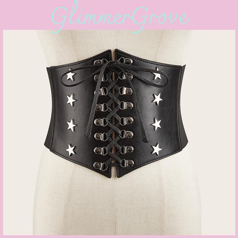 Retro British Inspired Ladies Wide Elastic Waist Belt With Pu Buckle For Elegant Outfits