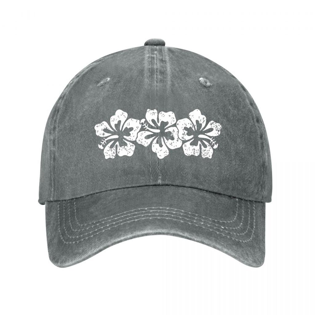 Hawaiian Hibiscus Flower Vinyl Sticker Washed Baseball Cap Outdoor For Womens Unisex FeUnisex