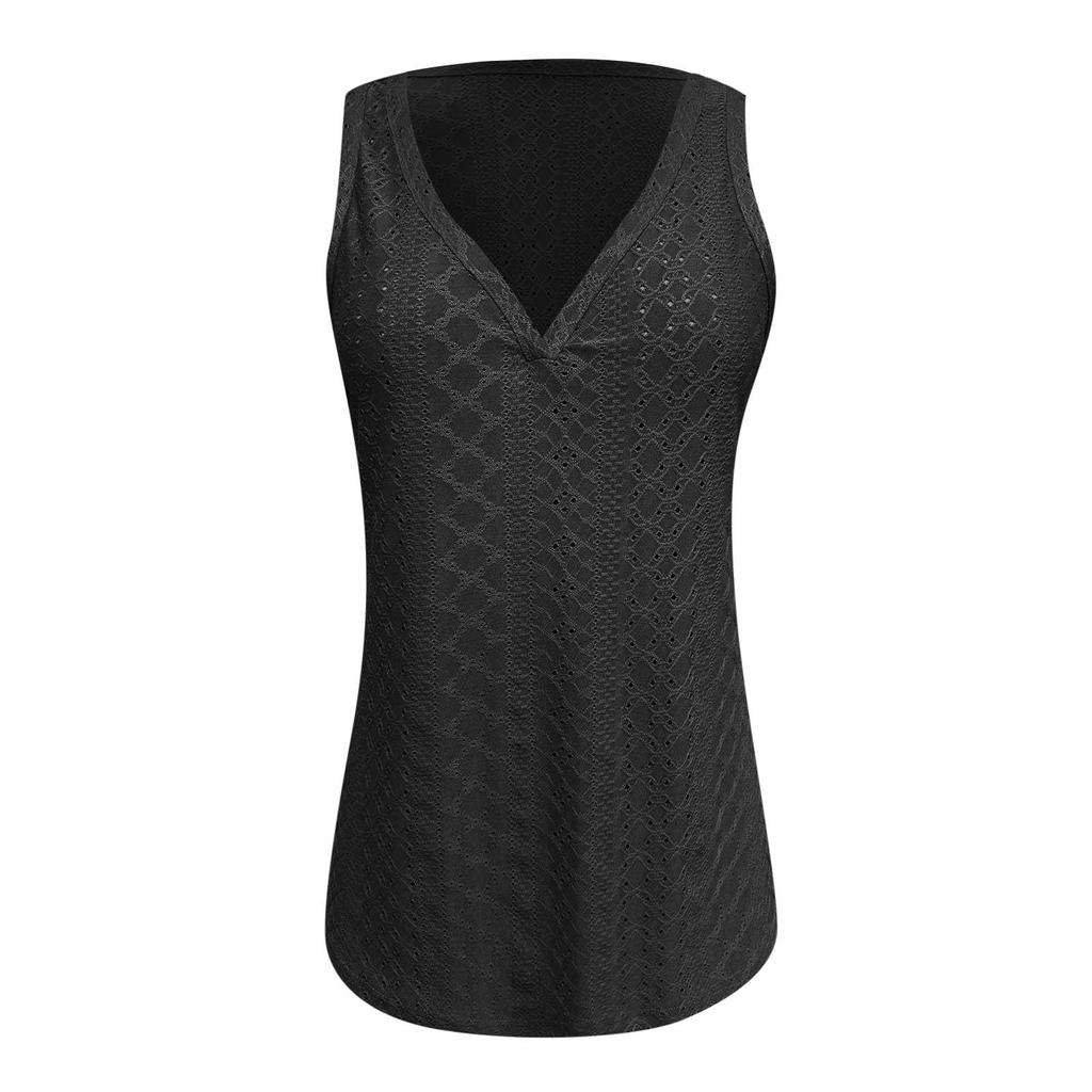 Dámské jednobarevné tílko bez rukávů s výstřihem do V