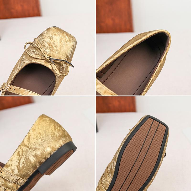 Women's Square Toe Mary Jane Flats Casual Ballet Shoes Walking Shoes with Adjustable Strap Slip On Comfortable Work Flats Soft Dressy Shoes for Women