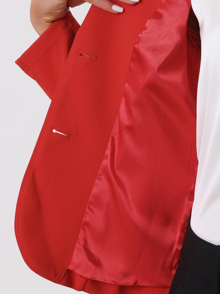 Allegra K Women's Suit Blazer, Stretch, Red, Size M, for Business, Commuting, and Office Use