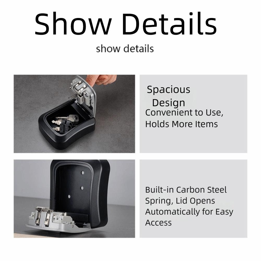 4 Digit Combination Key Storage Box Password Security Code Metal Construction Secret Box Zinc Alloy Material Waterproof Design