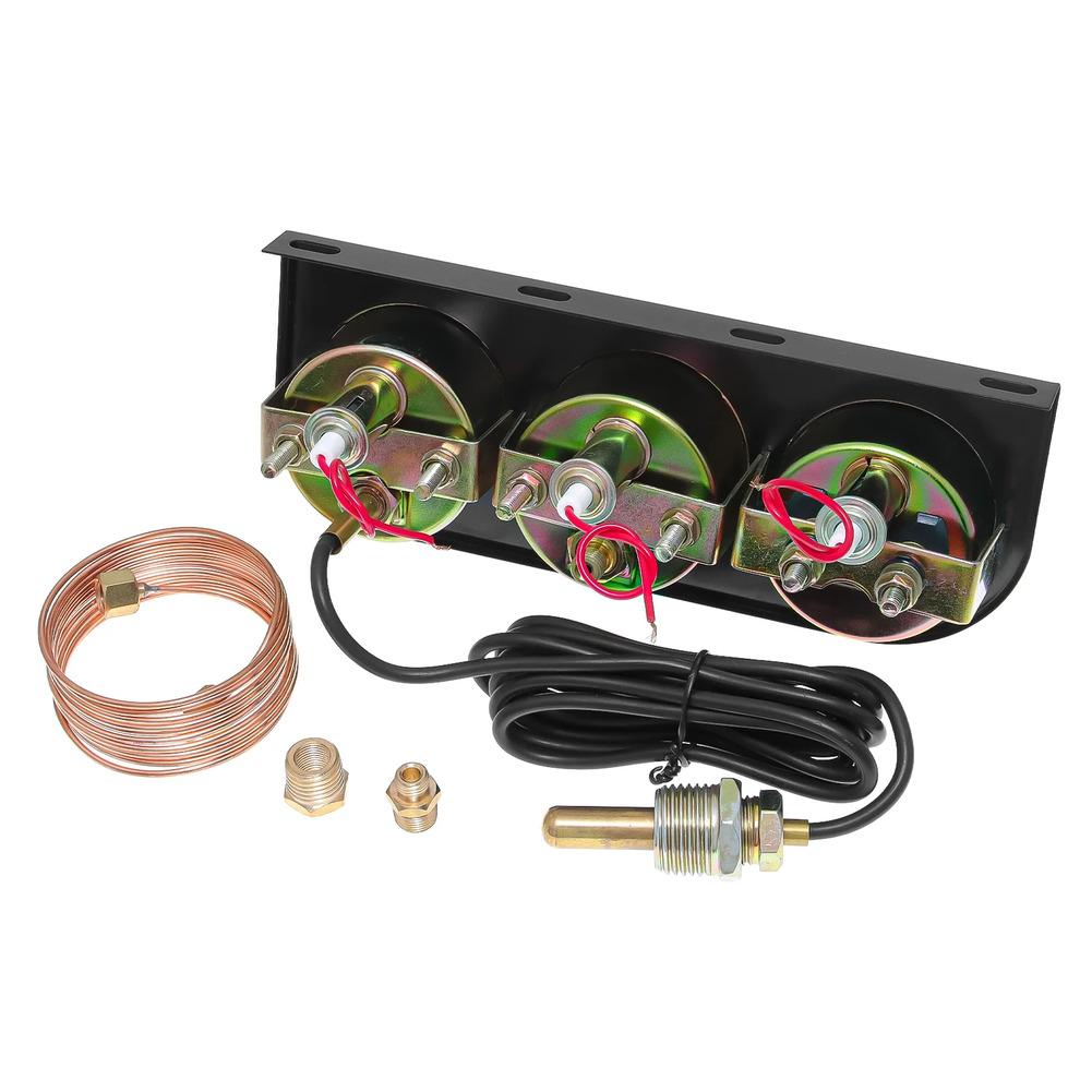 

52MM 3-in-1 Voltage Oil Pressure Water Temperature Gauge - Combined Gauge Car Triple Gauge With Sensor For 12-24V Cars & Trucks China Mainland