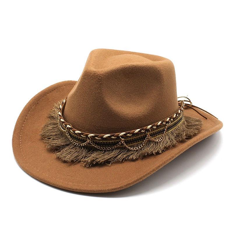 Vintage Ethnic Tassel Felt Hat Unisex British Woolen Hat