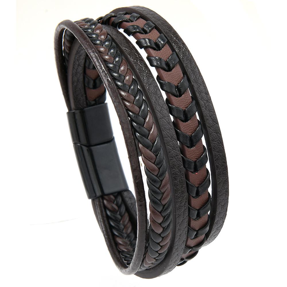

Trendy European Men s Leather Bracelet with Magnetic Clasp