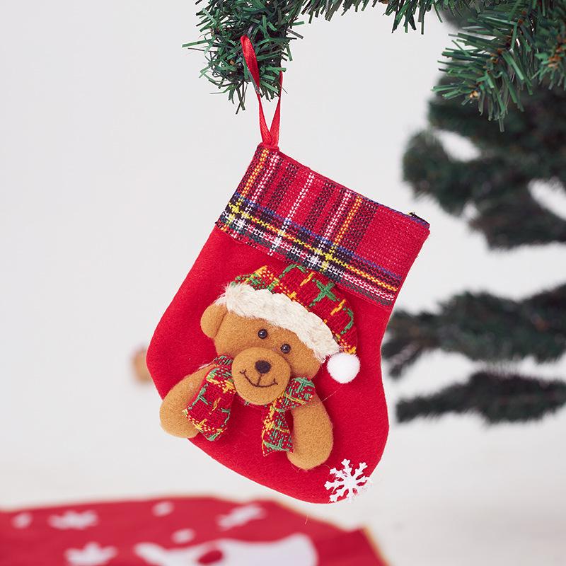 

Christmas Cartoon Stocking Ornaments: Fabric Santa & Snowman Small Socks