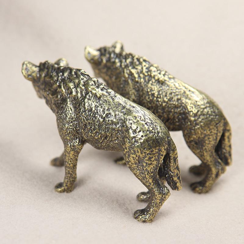 Messing Heulender Wolf Statue Skulptur Figur Handwerk Einrichtung für Heimdeko Wohnzimmer Veranda Dekorationen Büro Schreibtisch Ornamente