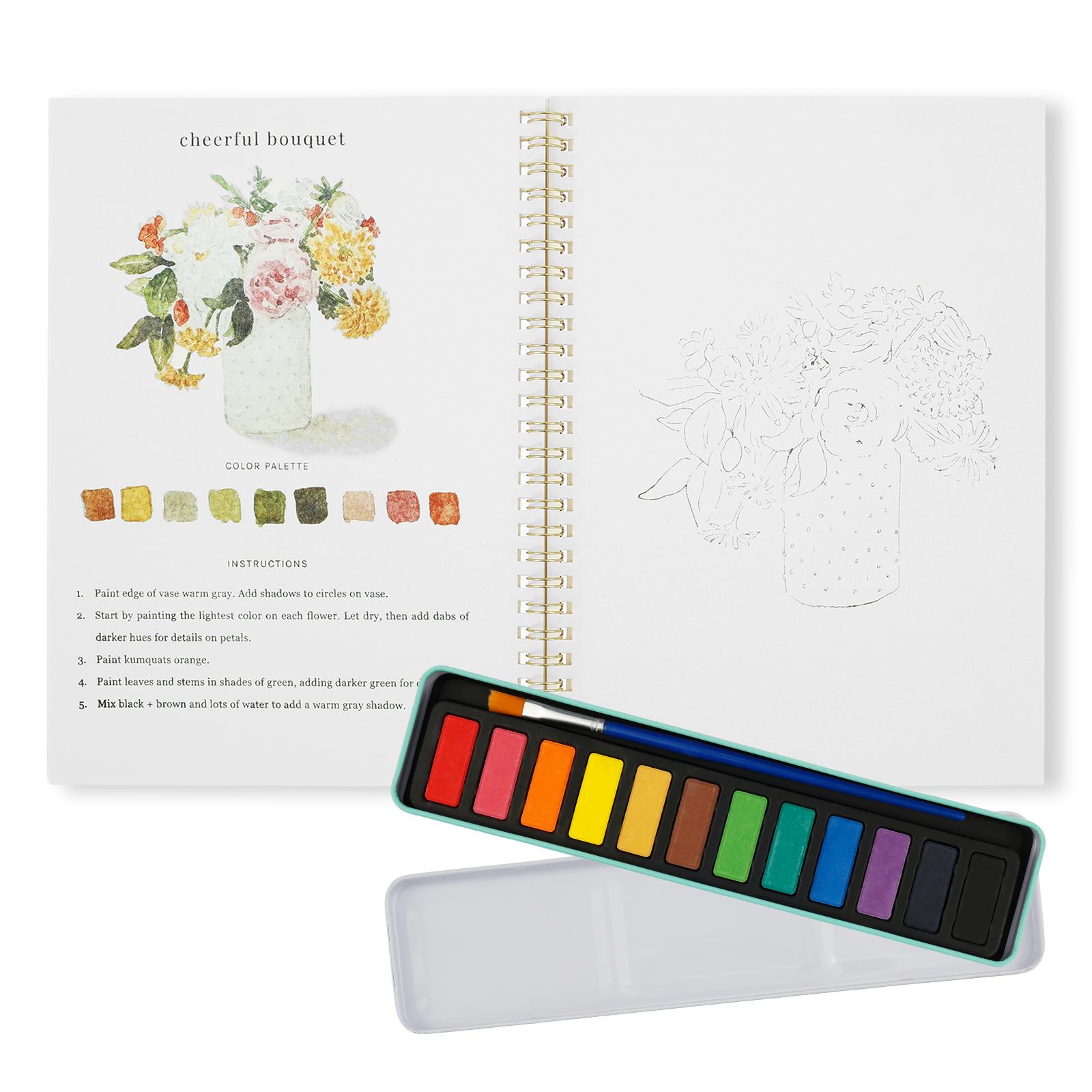 

Акварельный блокнот Птицы/Цветы/Букеты Подходит для начинающих Набор акварельных красок Портативный Набор для рисования дудлов