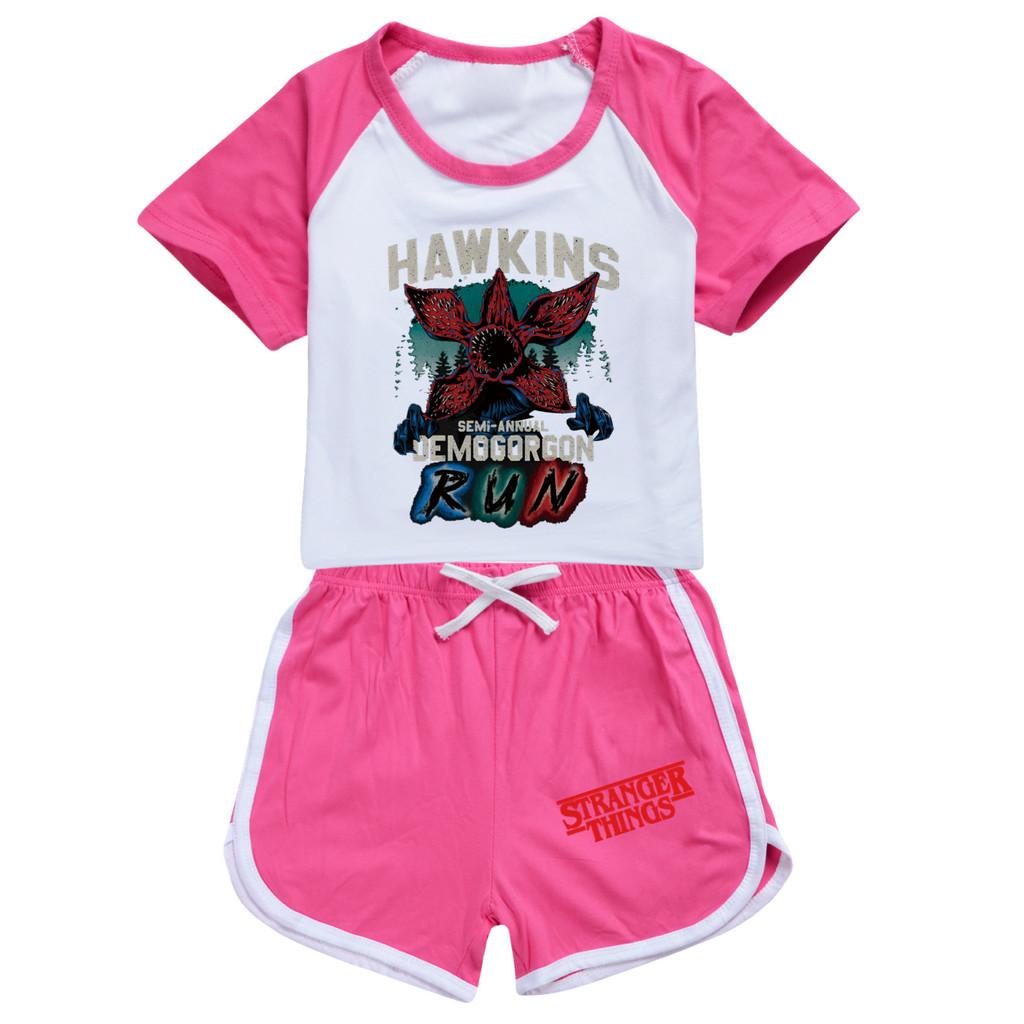 5383 Kinder Jungen Mädchen Demogorgon Print T-Shirt Shorts Sport Trainingsanzug Kleidung Set