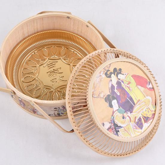 Moon Cake Basket Decorative Large Capacity Hand Made Storage Food Round Colorful