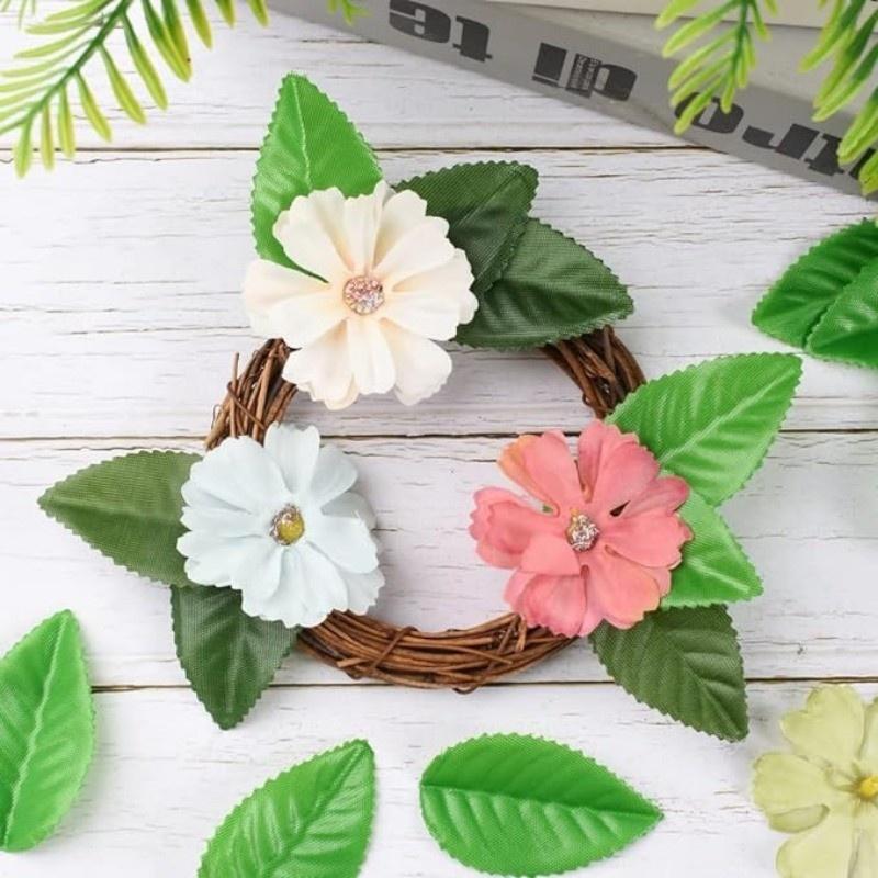150Pcs Green Leaves Artificial Rose Leaves Fake Flower Head Faux Leaf for Scrapbooking Home Decor Wedding Garland Decoration