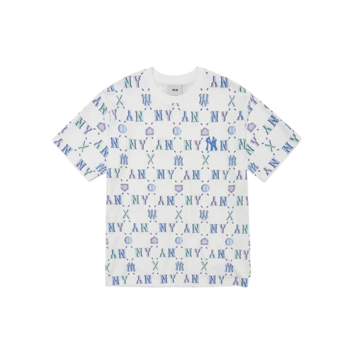 MLB Base Logo T Shirts Unisex White Crew Neck Moderate Straight Fit 3ATSM5023-50WHS L