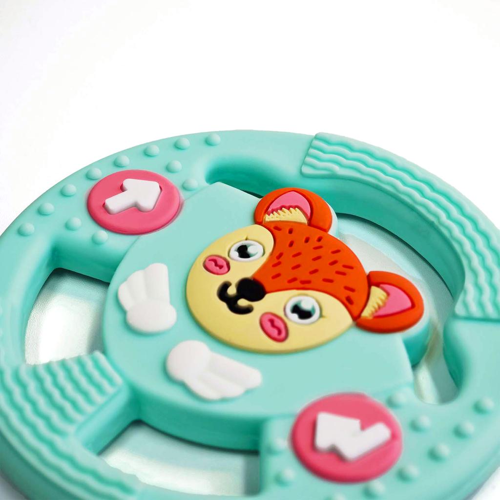 Baby Silicone Teether Photography Accessories Baby Teether Stick Bite Cute Cartoon Animal Steering Wheel Anti-Eating Handle