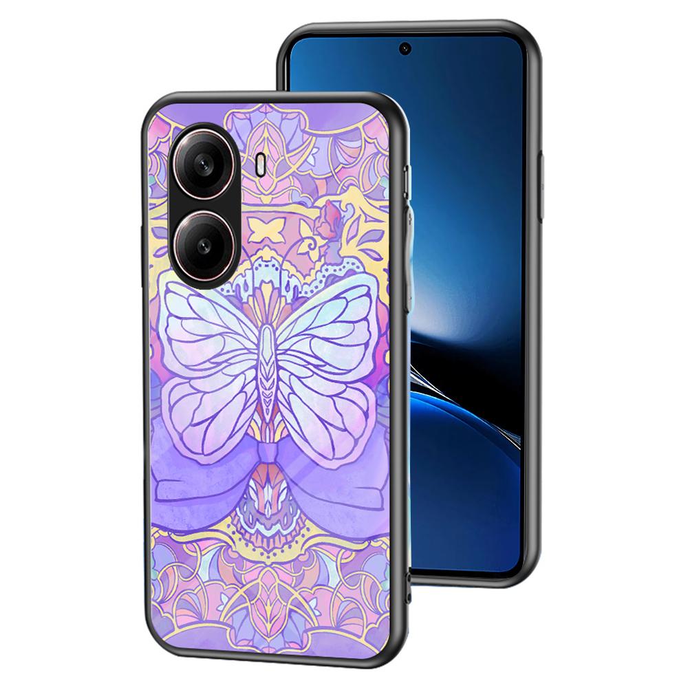 For Xiaomi Redmi Turbo 4 5G Case Butterfly Pattern TPU+Tempered Glass Protective Phone Cover