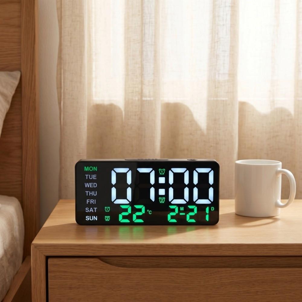 Dual Alarm Electronic Clock Large Screen Date Week Display Timer Desktop Clock Living Room