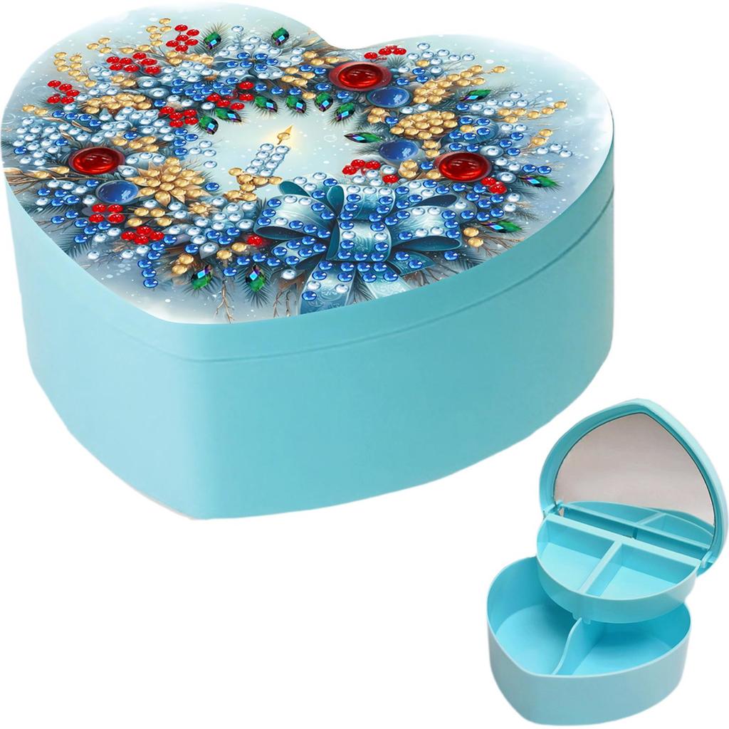 DIY Diamond Painting Handmade Storage Box Partial Drill Crystal Storage Case Kit Heart-Shaped Jewelry Box for Home Decor