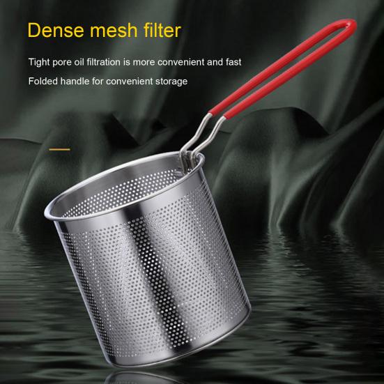 Stainless Steel Deep Fryer with Filter Basket Extended Handle Mini Fryer for Efficient Cooking Multifunctional Oil