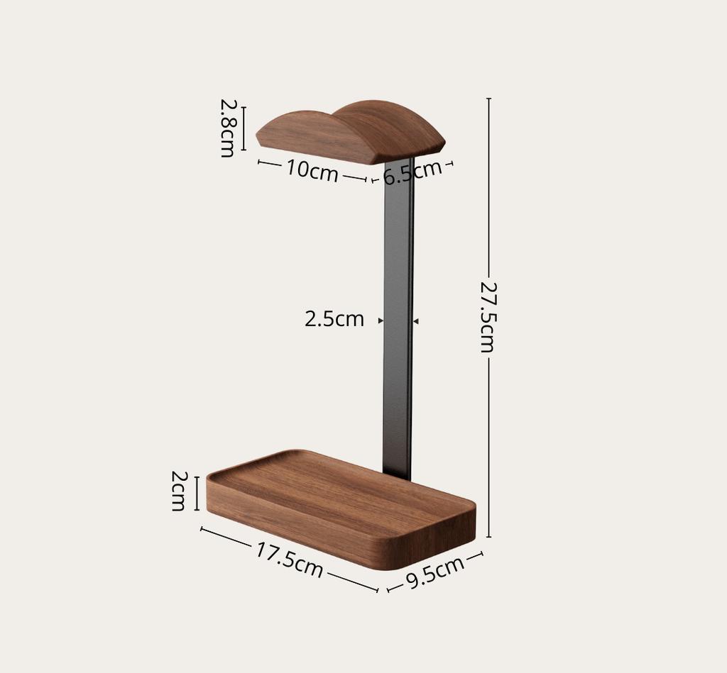 Solid Wood Headset Holder Headphone Stand Computer Gaming Hanger with Base Storage