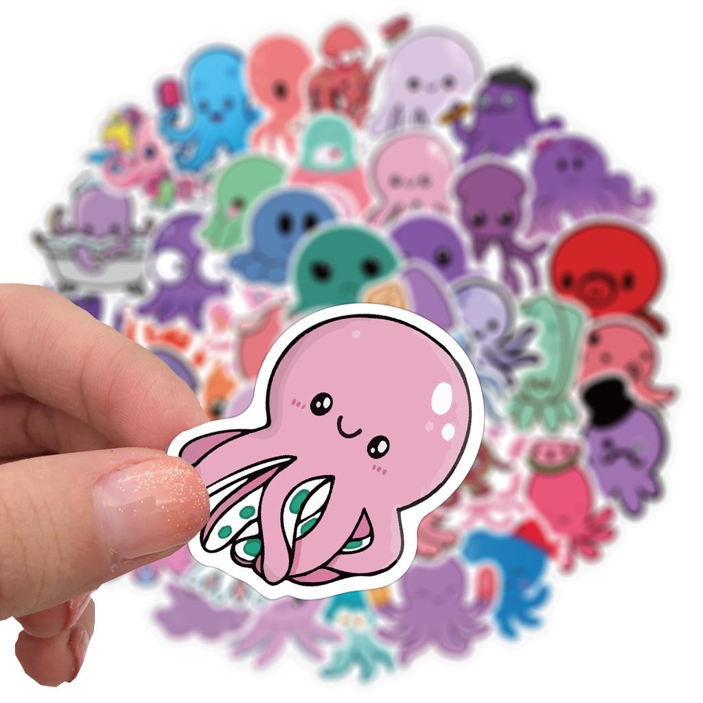 50 Cute Animal Octopus Stickers Luggage Motorcycle Trolley Case Notebook Waterproof Stickers
