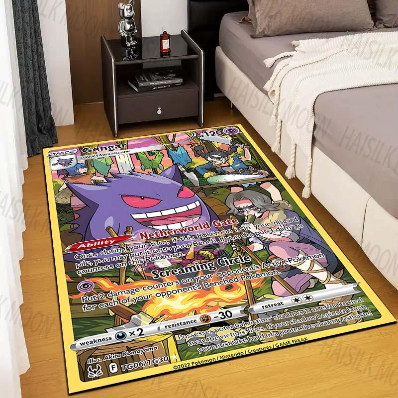 1PC Gengar Pokémon Cards Print Rug Carpet for Living Room Children Bedroom Mat Sofa Doormat Floor Rug Home Decor Anti Slip Mat