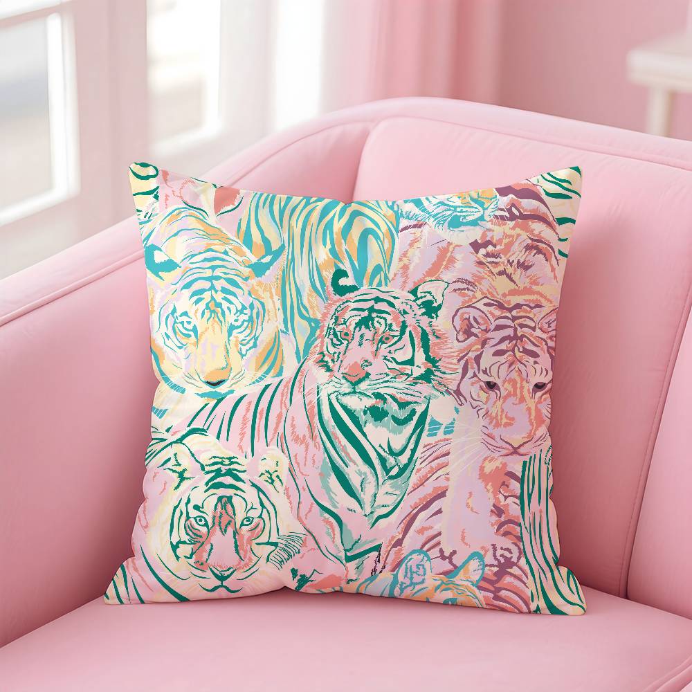 ART Tropical Tiger Pattern Pillow Case Comfort Sofa Bed Silky elegant Invisible zipper Custom Decorative cushion cover