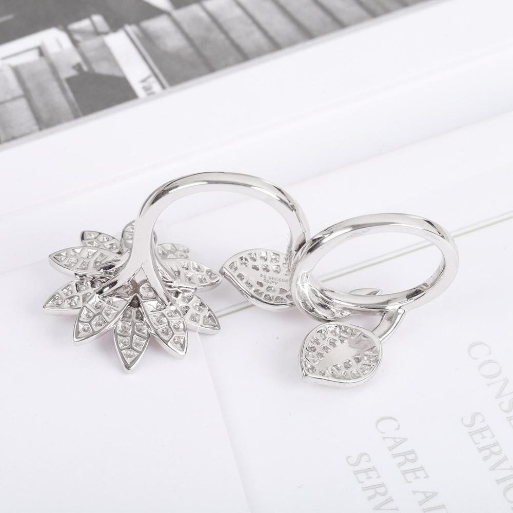 New Hot Top Quality Hot Sale Famous Brand Anniversary Gifts Party Jewelry For Women Lotus Zircon Ring Europe Luxury Flower Rings