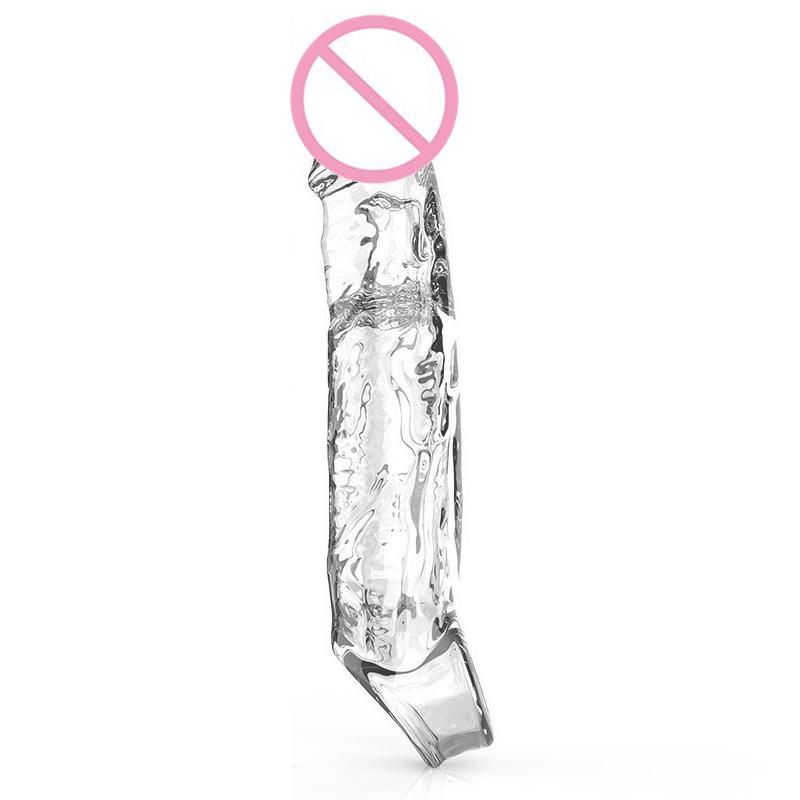 Transparent Penis Extend Sleeve Reusable Condoms Dildo Enhancer Delay Ejaculation Cock Rings Nozzle Sex Toys For Men