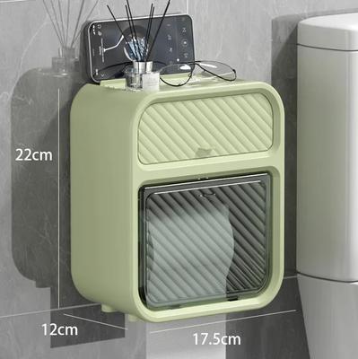 Tissue Box, Wall Mounted Roll Paper Tube, Paper Drawer, Storage, Bathroom Double Layer Storage Rack Toilet Roll Holder