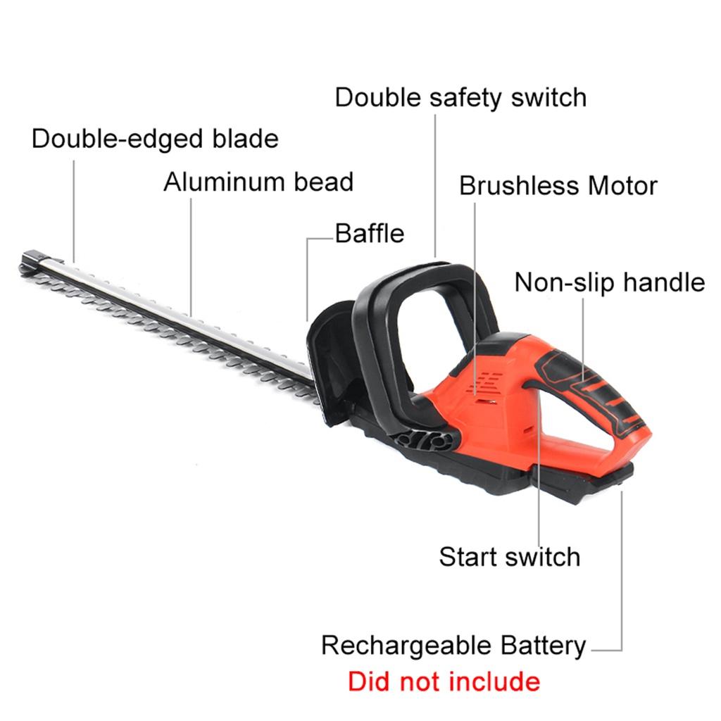 20-inch Electric Trimmer Cordless Garden Tools Hedge Trimmer Rechargeable Hedge Trimmers Brushless Power Tool 93*21*9cm
