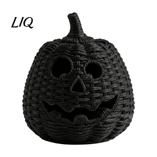 Halloween Pumpkin Ornament Spooky Storage Box, Resin Jack-O-Lantern Tealight Box Holder, Hollow Tabletop Decoration for Party