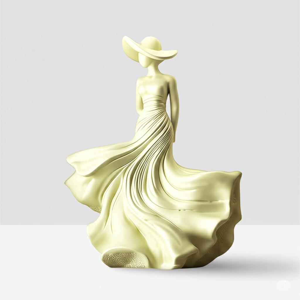 Whispering Breeze Lady Art Figurine - Sophisticated Resin Ornament for Modern Home Accent