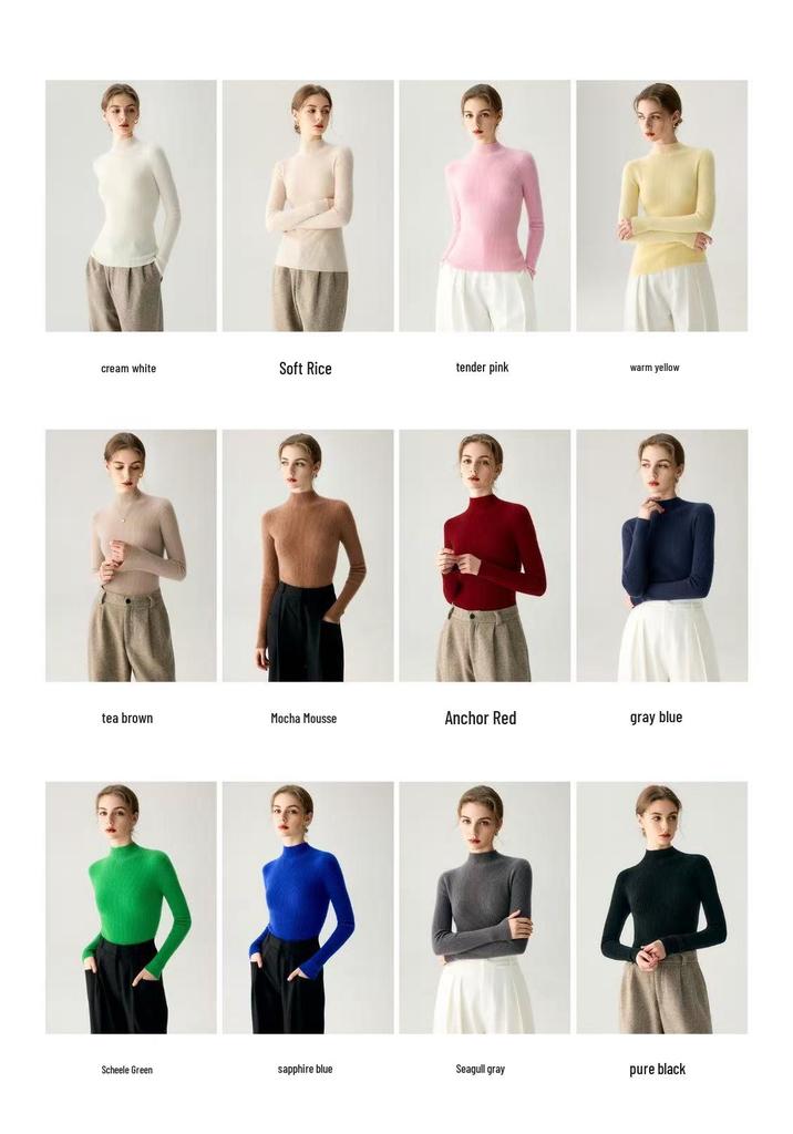 Women's Slim-Fit Pure Cashmere Knit Base Layer Sweater