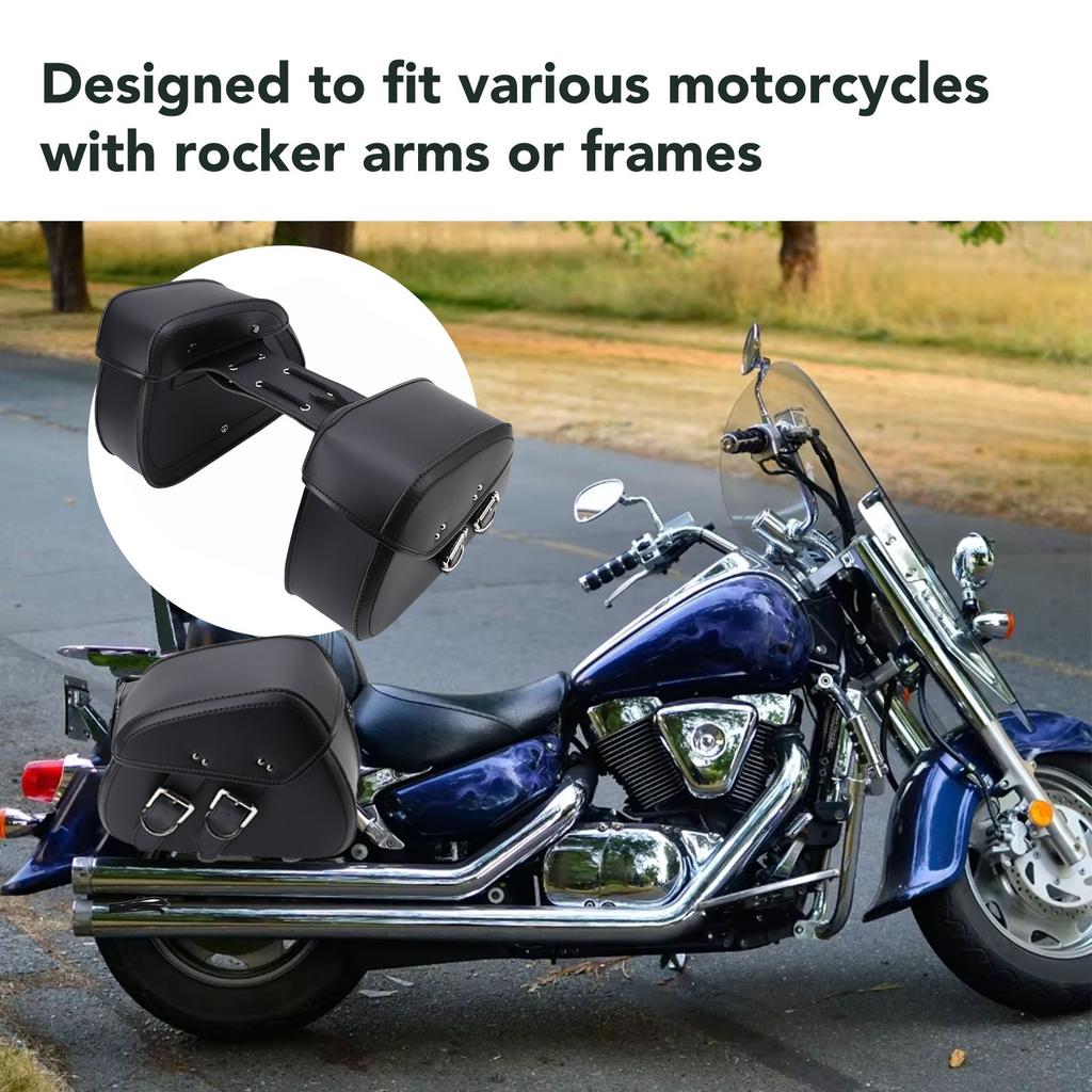 Motorcycle Saddlebags 16L Large Capacity Luggage Bags PU Leather Waterproofing Motorcycle Side Storage Bags