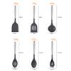 6Pcs Kitchen Cookware Silicone Kitchenware Non-stick Cooking Tools with Holder Spatula Spoon Ladle Egg Beaters Shovel Utensils Set