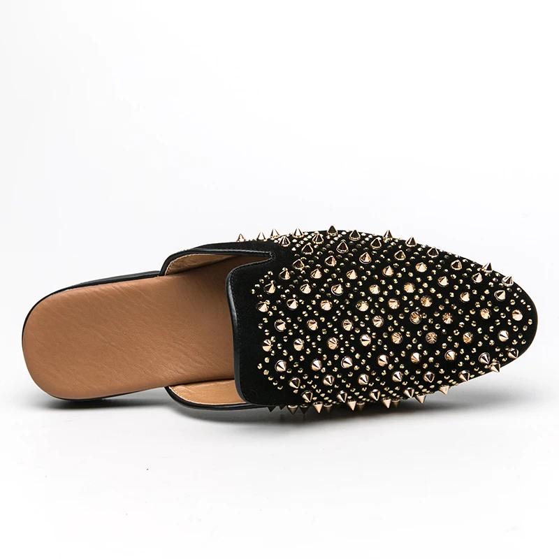 Summer Men Dress Shoes Half Slippers High Quality Men Leather Casual Shoes Party Loafers Flip Flops Lightweight Flats Sandals