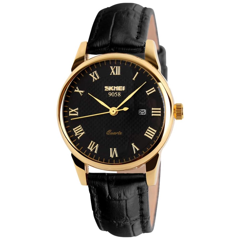 Women s Classic Analog Watch Black Leather Band Simple Waterproof Casual Date Display