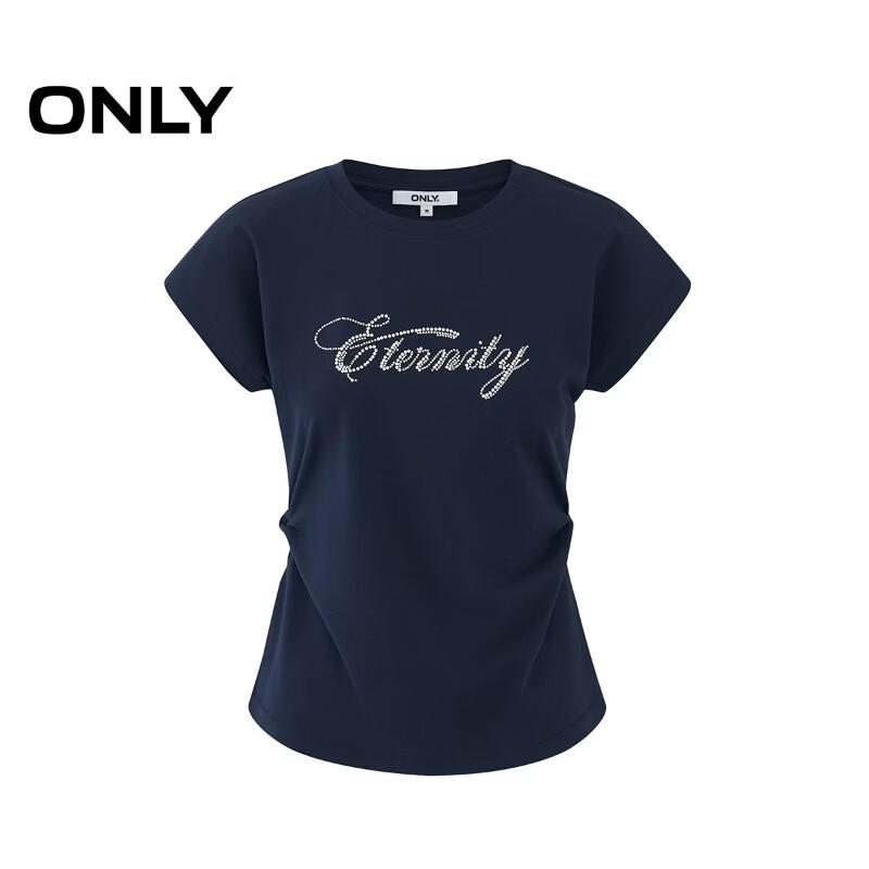 Only Women's Beaded Letter Round Neck T-Shirt