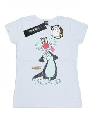 Sylvester T-Shirt aus Baumwolle im Used-Look für Damen