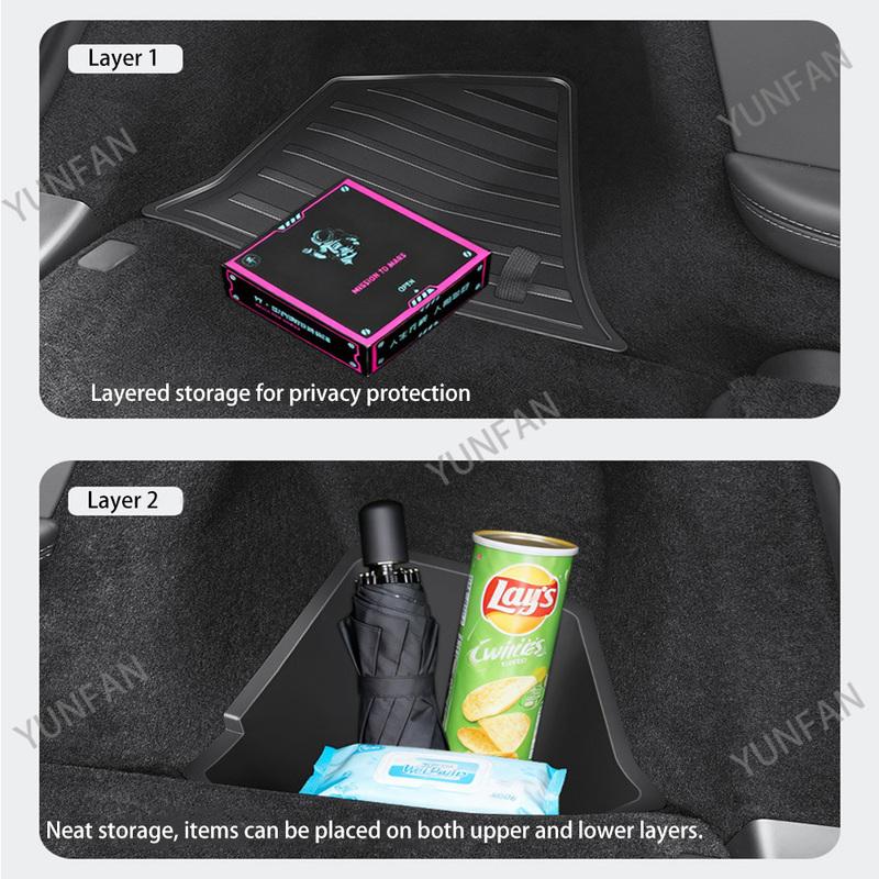 For Tesla New Model YL 2026 Trunk Side Compartment Storage Box TPE Waterproof Cargo Organizer Cover Plate Replacement Parts