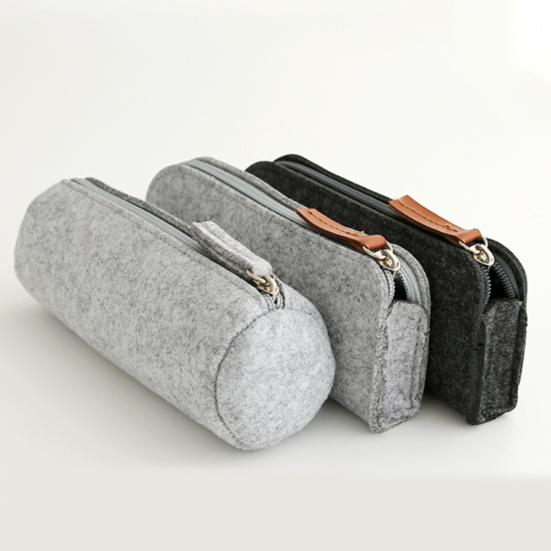 Portable Pencil Case Felt Student Pen Box Ruler Eraser Stationery Zipper Bag