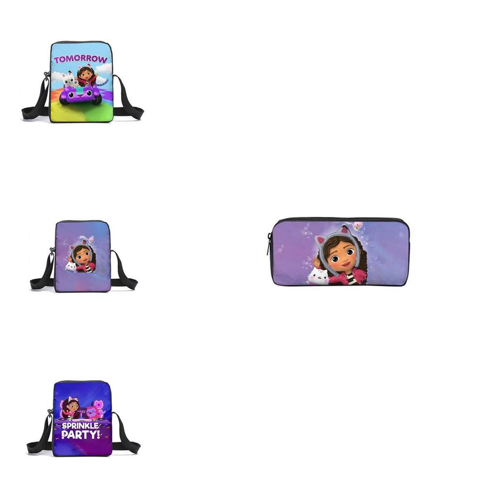 Gabby's Dollhouse Backpack Featuring Stylish Cartoon Design And Adjustable Shoulder Straps For Students