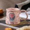 Light Luxury Ceramic Coffee Mug Floral Decoration Breakfast Cup Exquisite Milk Cup  Home Office Use