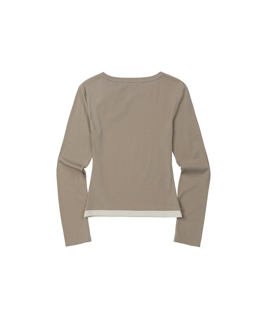 Sekeonmonollogeu W.Lace-Up Detail Layered Top [Dtbeige]_Sewts022Dtbeige